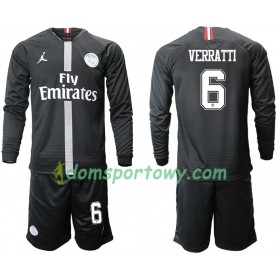 Koszulka Paris Saint-Germain VERRATTI 6 Jodan Czarny Dziecięcy Trzeci Koszulki Piłkarskie 2018-2019 Długi Rękaw
